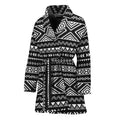 Black And White Aztec Ethnic Print Women's Bathrobe