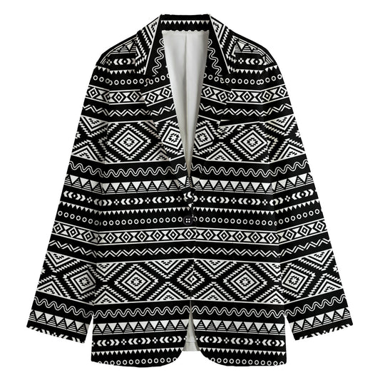 Black And White Aztec Ethnic Print Women's Blazer