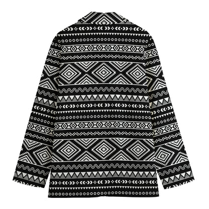 Black And White Aztec Ethnic Print Women's Blazer