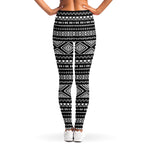 Black And White Aztec Ethnic Print Women's Leggings