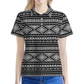 Black And White Aztec Ethnic Print Women's Polo Shirt