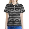 Black And White Aztec Ethnic Print Women's Polo Shirt