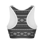 Black And White Aztec Ethnic Print Women's Sports Bra