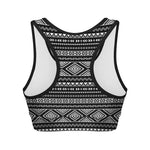 Black And White Aztec Ethnic Print Women's Sports Bra