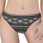 Black And White Aztec Ethnic Print Women's Thong