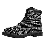 Black And White Aztec Ethnic Print Work Boots