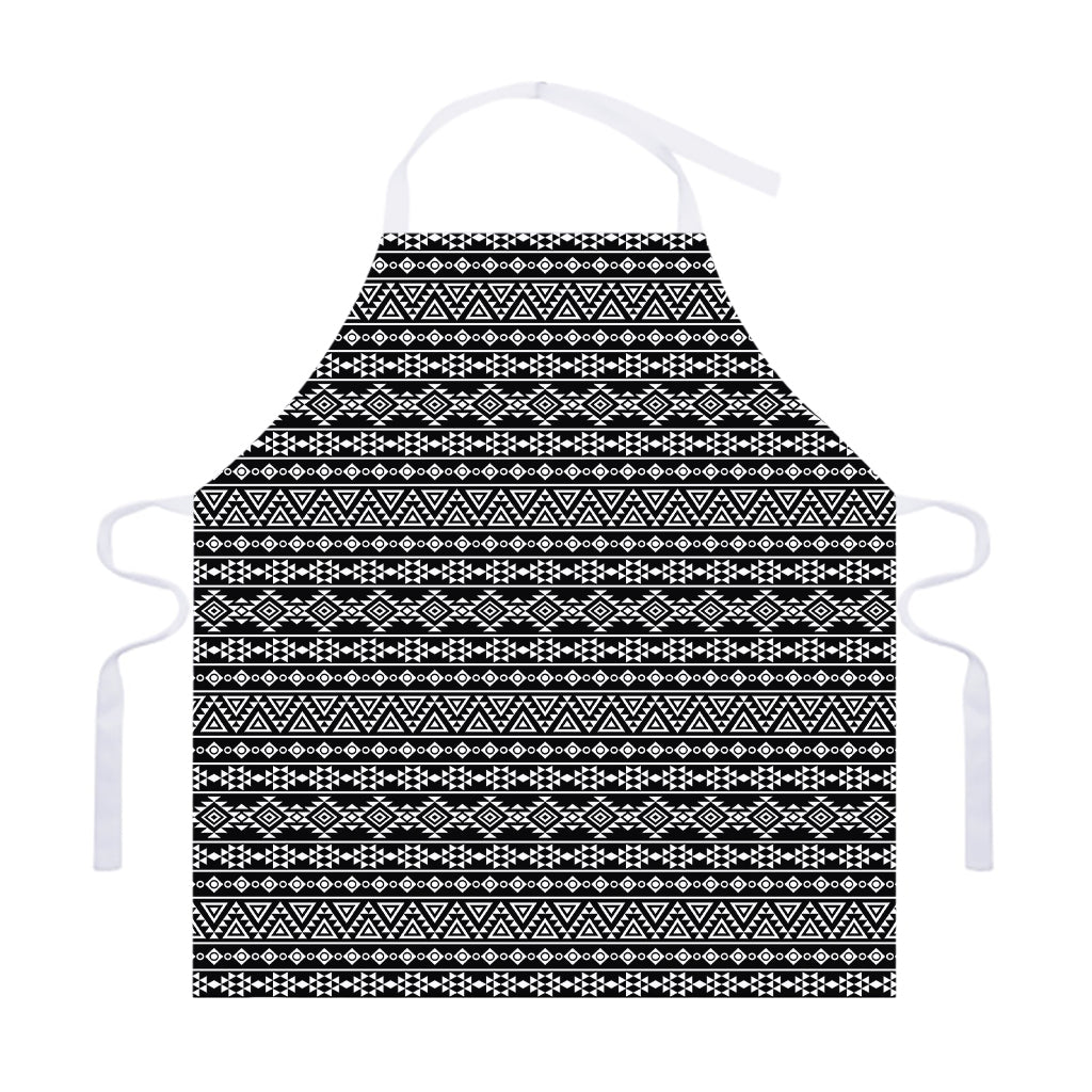 Black And White Aztec Geometric Print Adjustable Apron