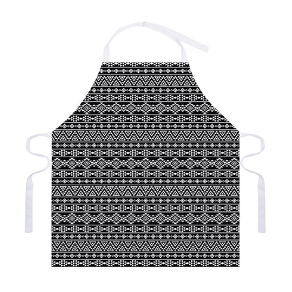 Black And White Aztec Geometric Print Adjustable Apron