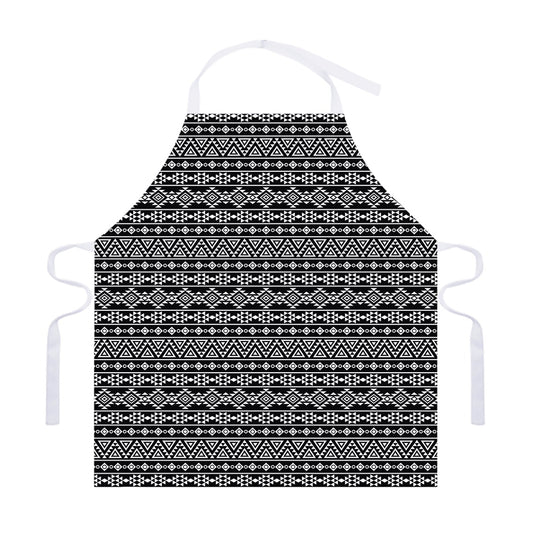Black And White Aztec Geometric Print Adjustable Apron