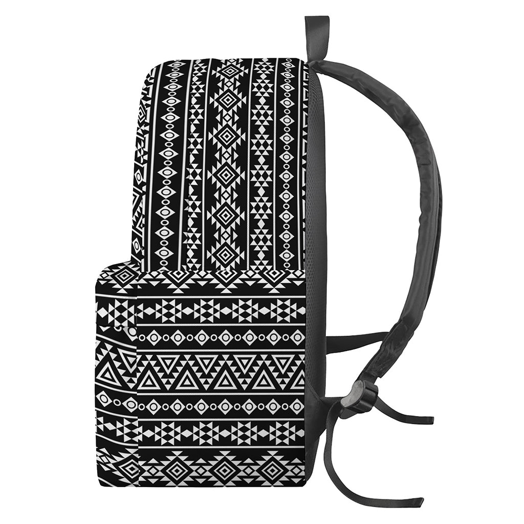 Black And White Aztec Geometric Print Backpack
