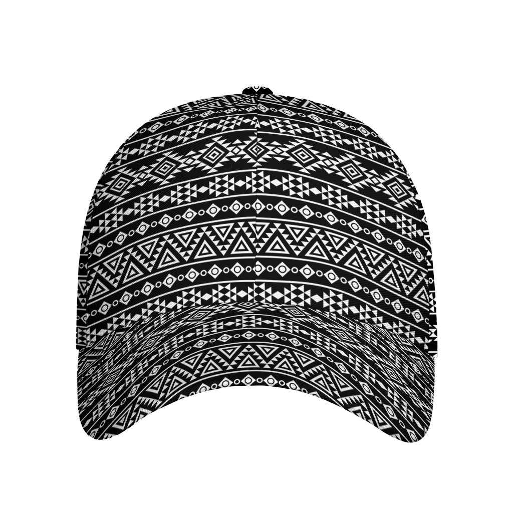 Black And White Aztec Geometric Print Baseball Cap