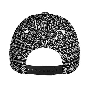 Black And White Aztec Geometric Print Baseball Cap