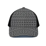 Black And White Aztec Geometric Print Black Mesh Trucker Cap