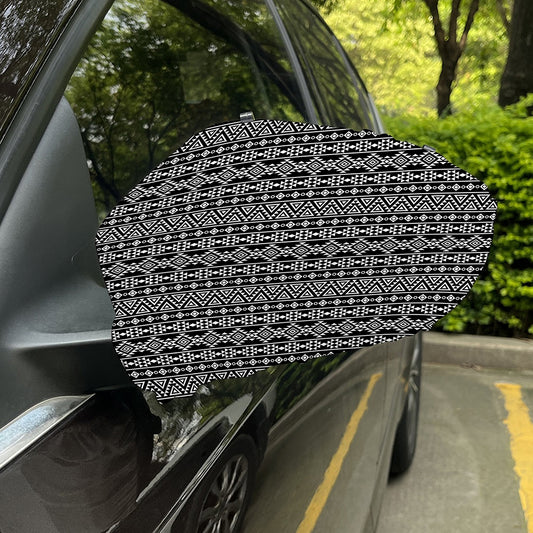 Black And White Aztec Geometric Print Car Side Mirror Covers