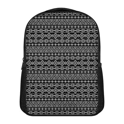 Black And White Aztec Geometric Print Casual Backpack