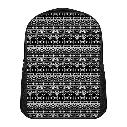 Black And White Aztec Geometric Print Casual Backpack