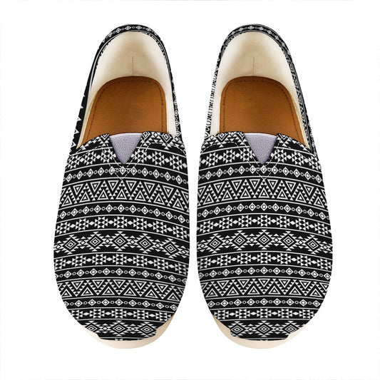 Black And White Aztec Geometric Print Casual Shoes
