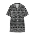 Black And White Aztec Geometric Print Cotton Hawaiian Shirt