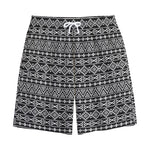 Black And White Aztec Geometric Print Cotton Shorts
