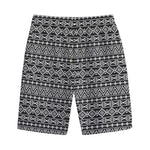 Black And White Aztec Geometric Print Cotton Shorts