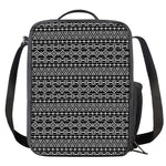 Black And White Aztec Geometric Print Crossbody Lunch Bag