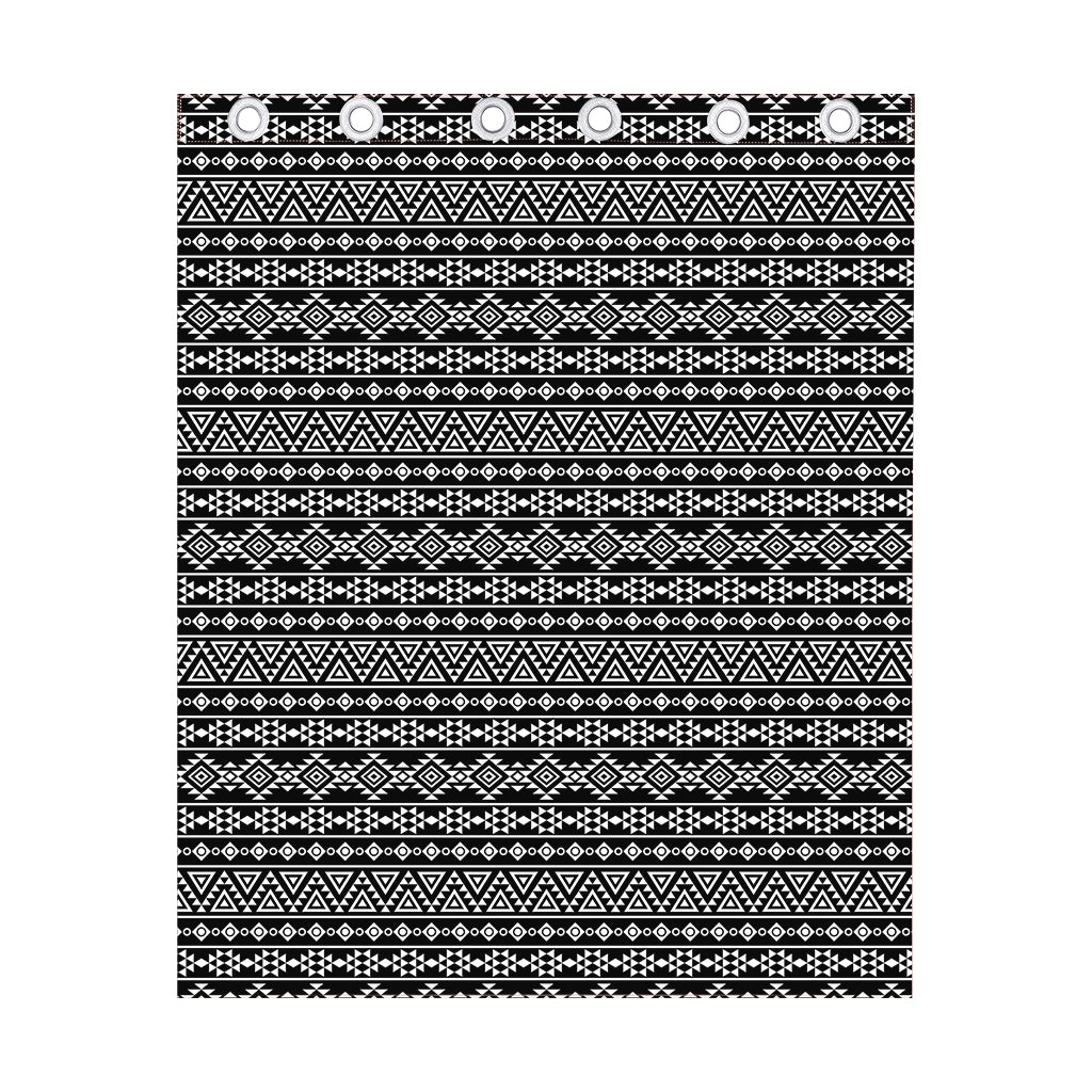 Black And White Aztec Geometric Print Curtain