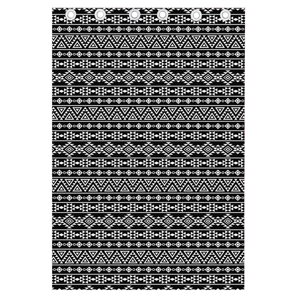 Black And White Aztec Geometric Print Curtain