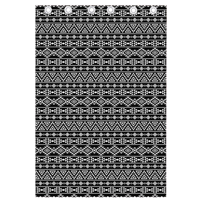 Black And White Aztec Geometric Print Curtain