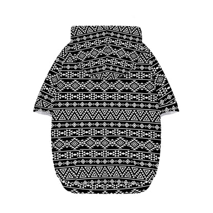 Black And White Aztec Geometric Print Dog Zip Up Hoodie