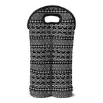 Black And White Aztec Geometric Print Double Neoprene Wine Tote