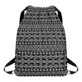 Black And White Aztec Geometric Print Drawstring Backpack