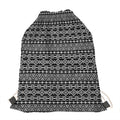 Black And White Aztec Geometric Print Drawstring Bag