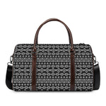 Black And White Aztec Geometric Print Duffle Bag