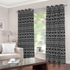 Black And White Aztec Geometric Print Extra Wide Grommet Curtains