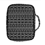 Black And White Aztec Geometric Print Front Pocket Bible Bag