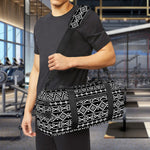 Black And White Aztec Geometric Print Gym Bag