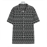 Black And White Aztec Geometric Print Hawaiian Shirt