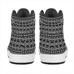 Black And White Aztec Geometric Print High Top Leather Sneakers