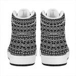 Black And White Aztec Geometric Print High Top Leather Sneakers