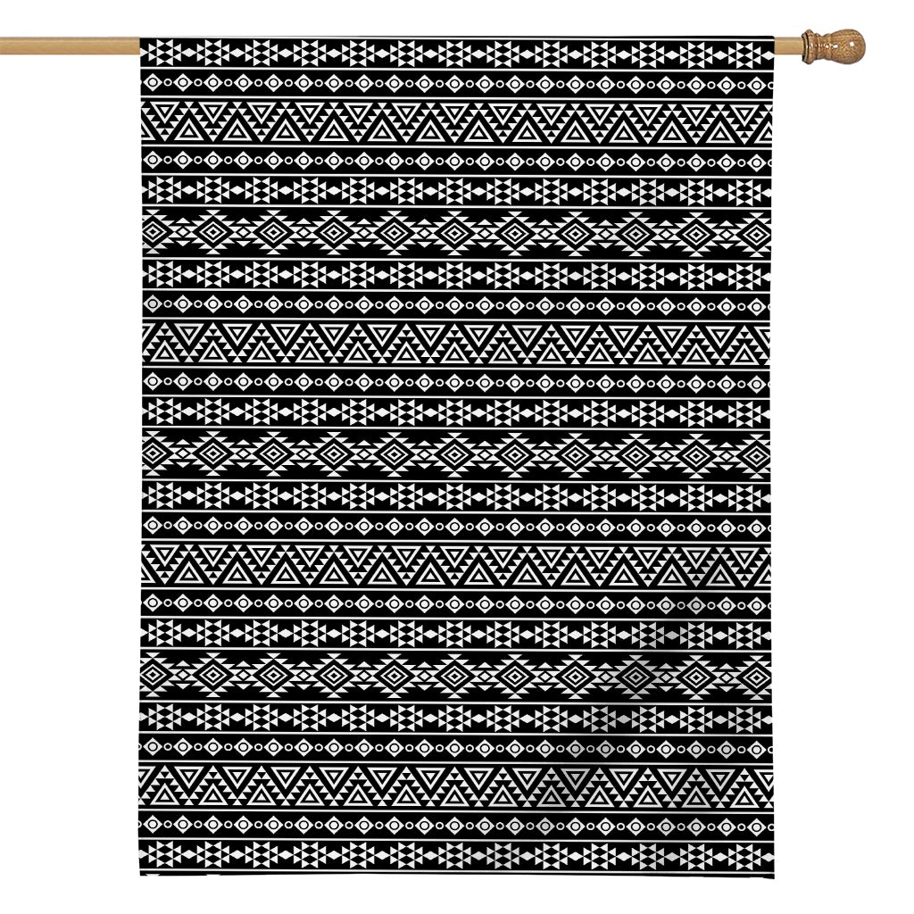 Black And White Aztec Geometric Print House Flag