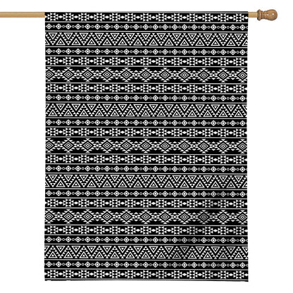Black And White Aztec Geometric Print House Flag