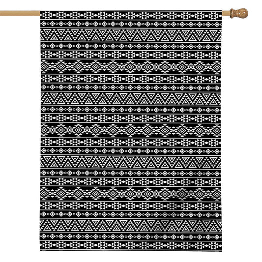 Black And White Aztec Geometric Print House Flag