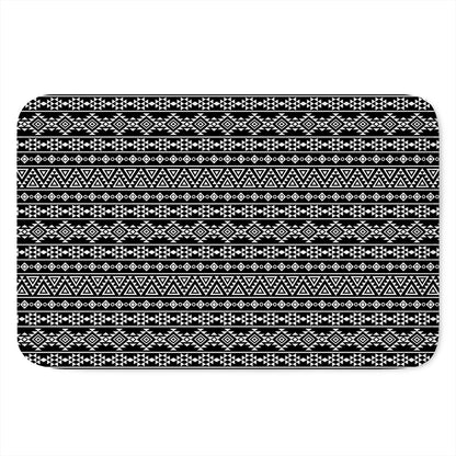Black And White Aztec Geometric Print Indoor Door Mat