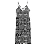 Black And White Aztec Geometric Print Jersey Midi Cami Dress