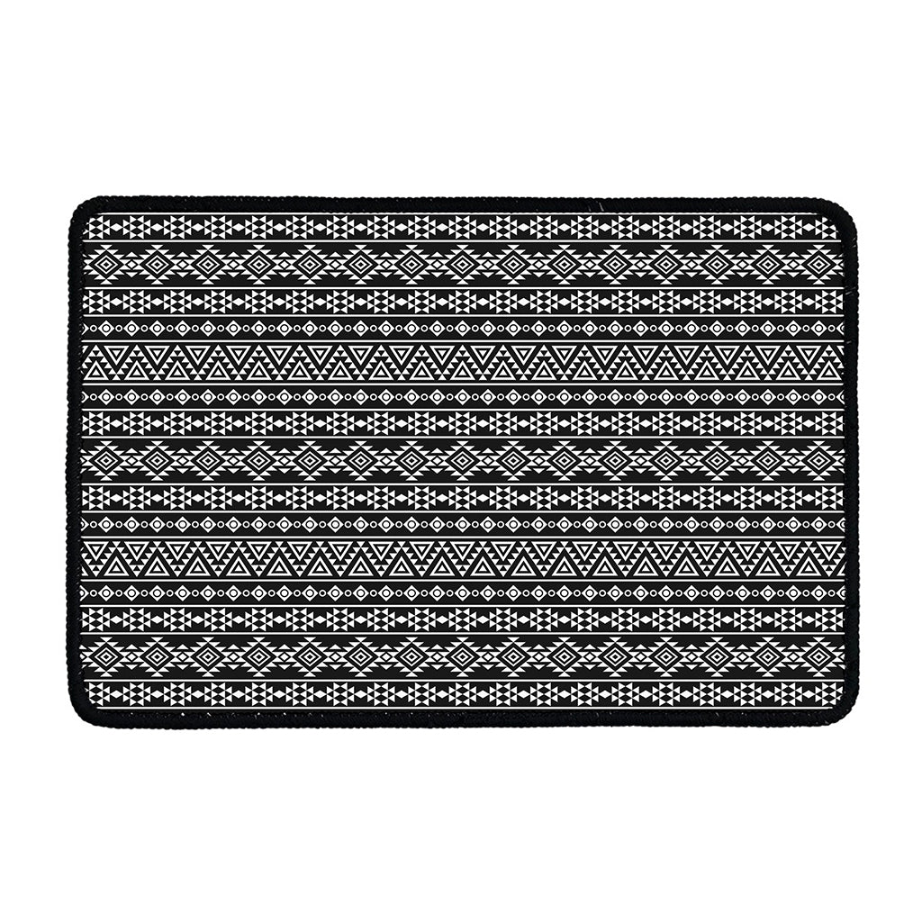 Black And White Aztec Geometric Print Kitchen Mat
