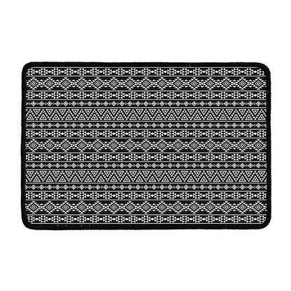 Black And White Aztec Geometric Print Kitchen Mat