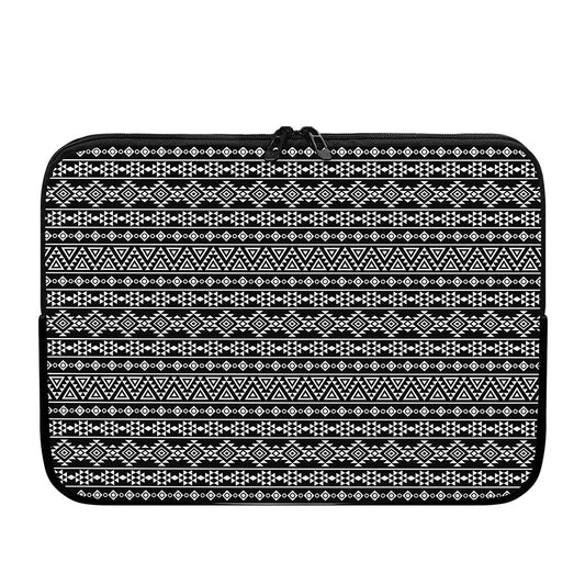 Black And White Aztec Geometric Print Laptop Sleeve