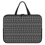 Black And White Aztec Geometric Print Laptop Sleeve With Handle