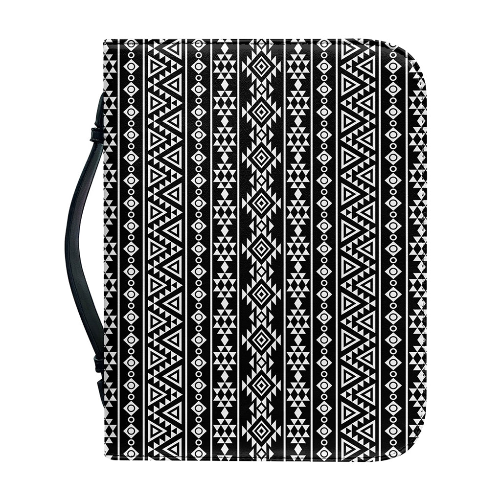 Black And White Aztec Geometric Print Leather Bible Cover