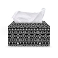 Black And White Aztec Geometric Print Leather Tissue Box Cover